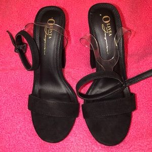 Black Chunky Heel With Clear Back Strap 🖤